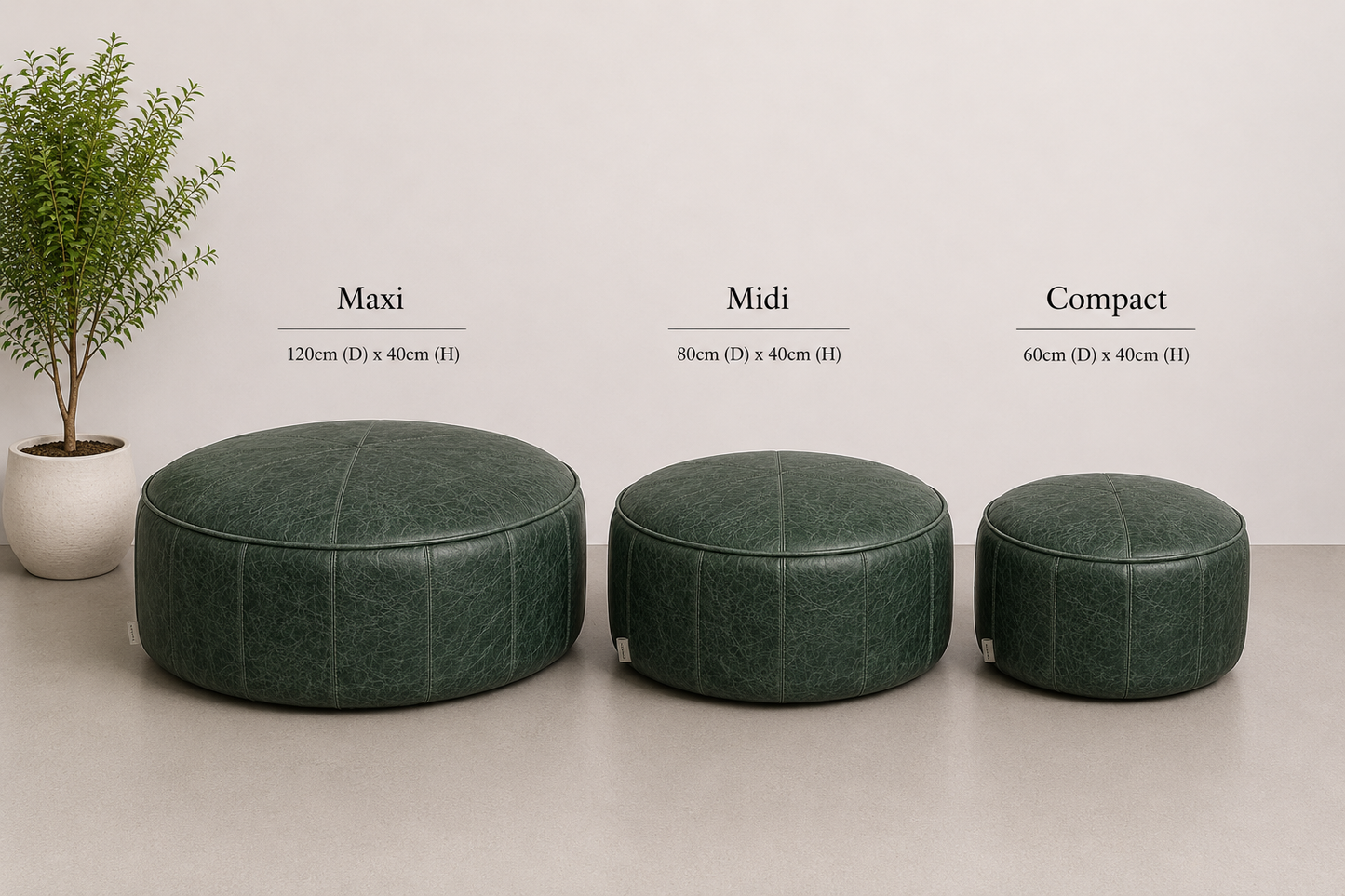 Handmade Leather Bean Bag Footstool | Italian Leather Round Ottoman Pouffe