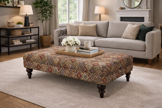 Modern Woven Tapestry Upholstered Coffee Table Stool