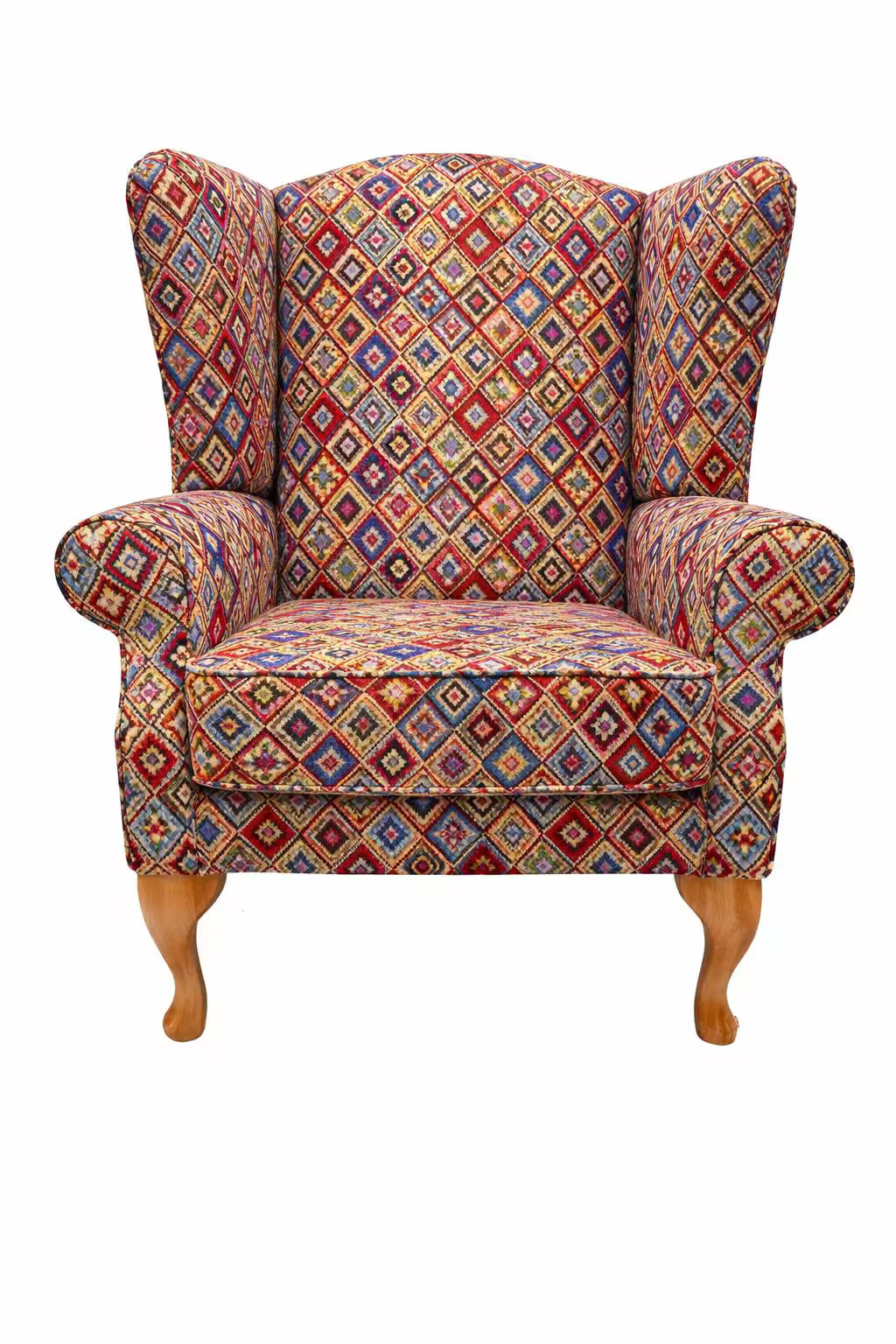 Buckingham Wingback Fireside Chair – Handmade in the UK – Modern Woven Tapestry Fabric – Statement Accent Armchair