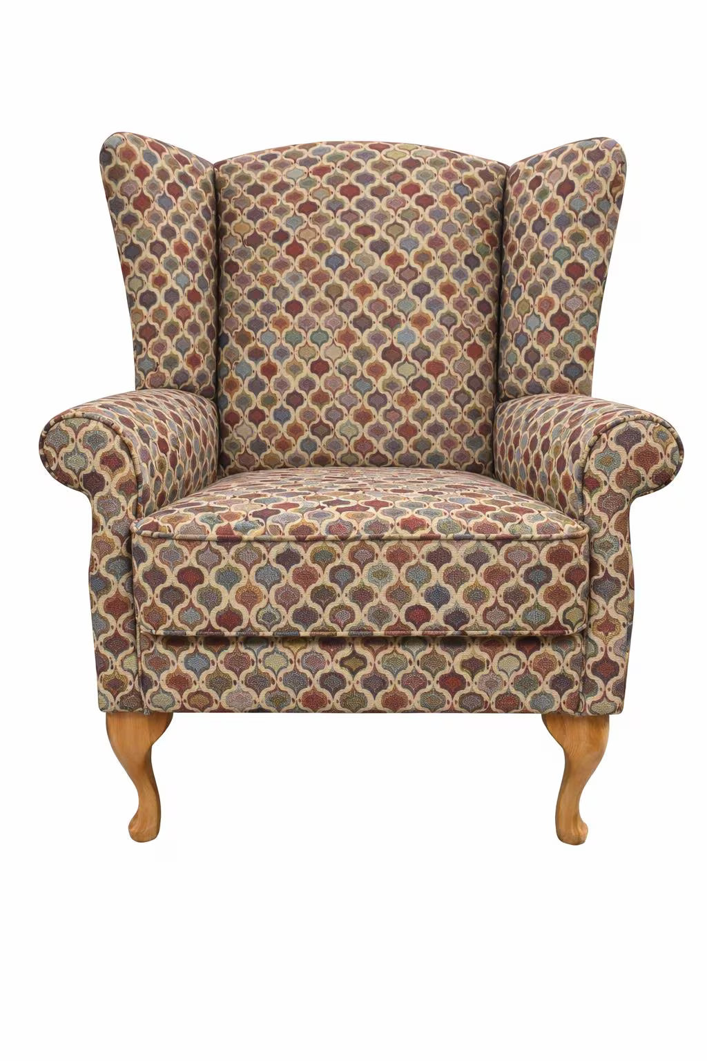 Buckingham Wingback Fireside Chair – Handmade in the UK – Modern Woven Tapestry Fabric – Statement Accent Armchair