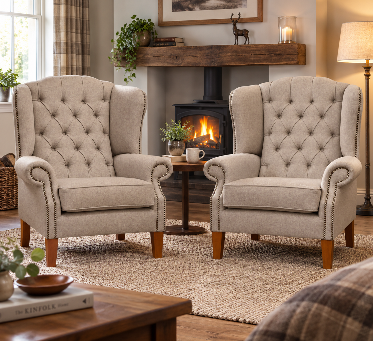 The Berkley – Pair of Pure Wool Wingback Armchairs