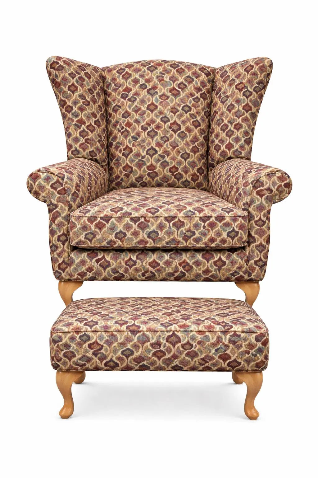Buckingham Wingback Fireside Chair – Handmade in the UK – Modern Woven Tapestry Fabric – Statement Accent Armchair