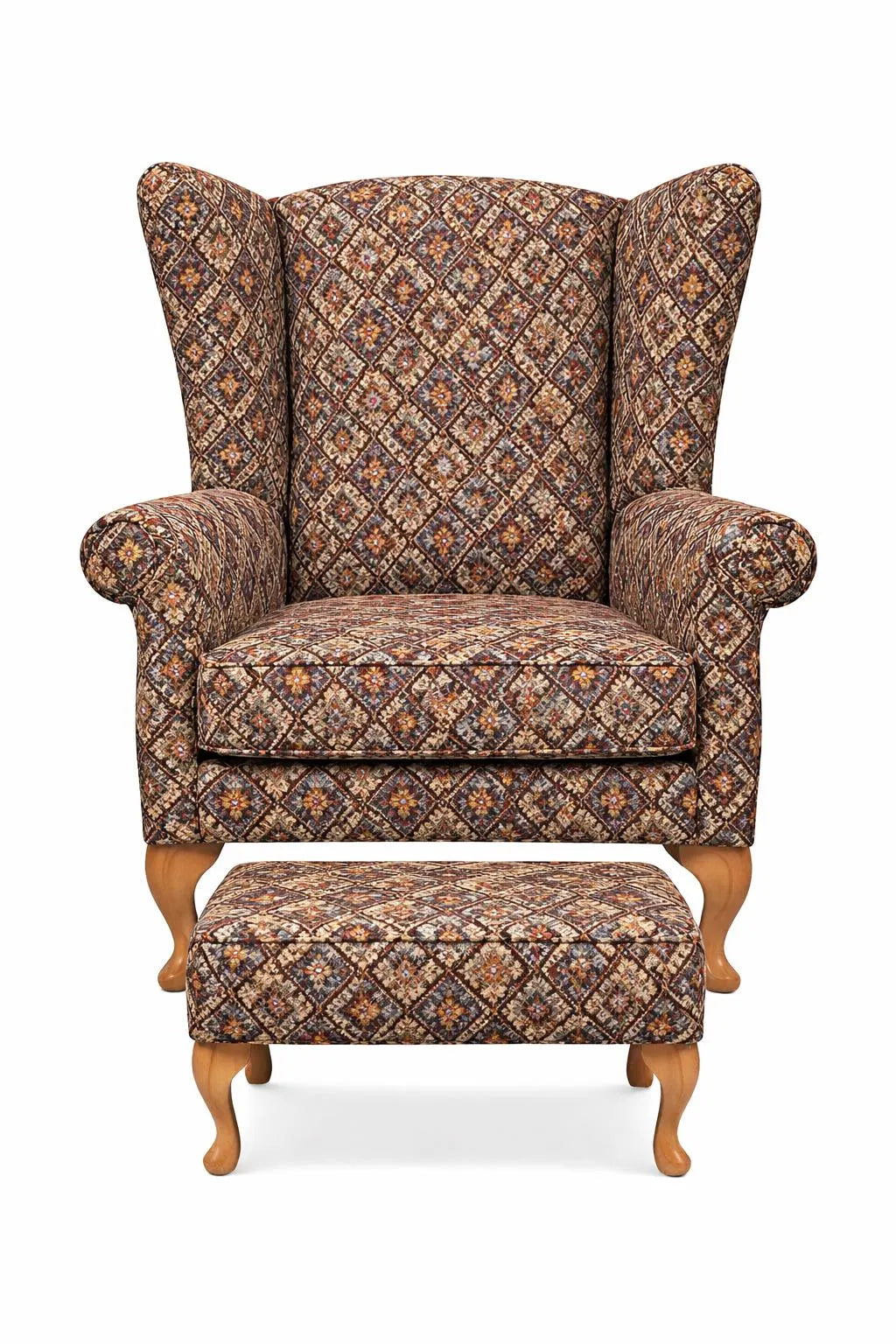 Buckingham Wingback Fireside Chair – Handmade in the UK – Modern Woven Tapestry Fabric – Statement Accent Armchair