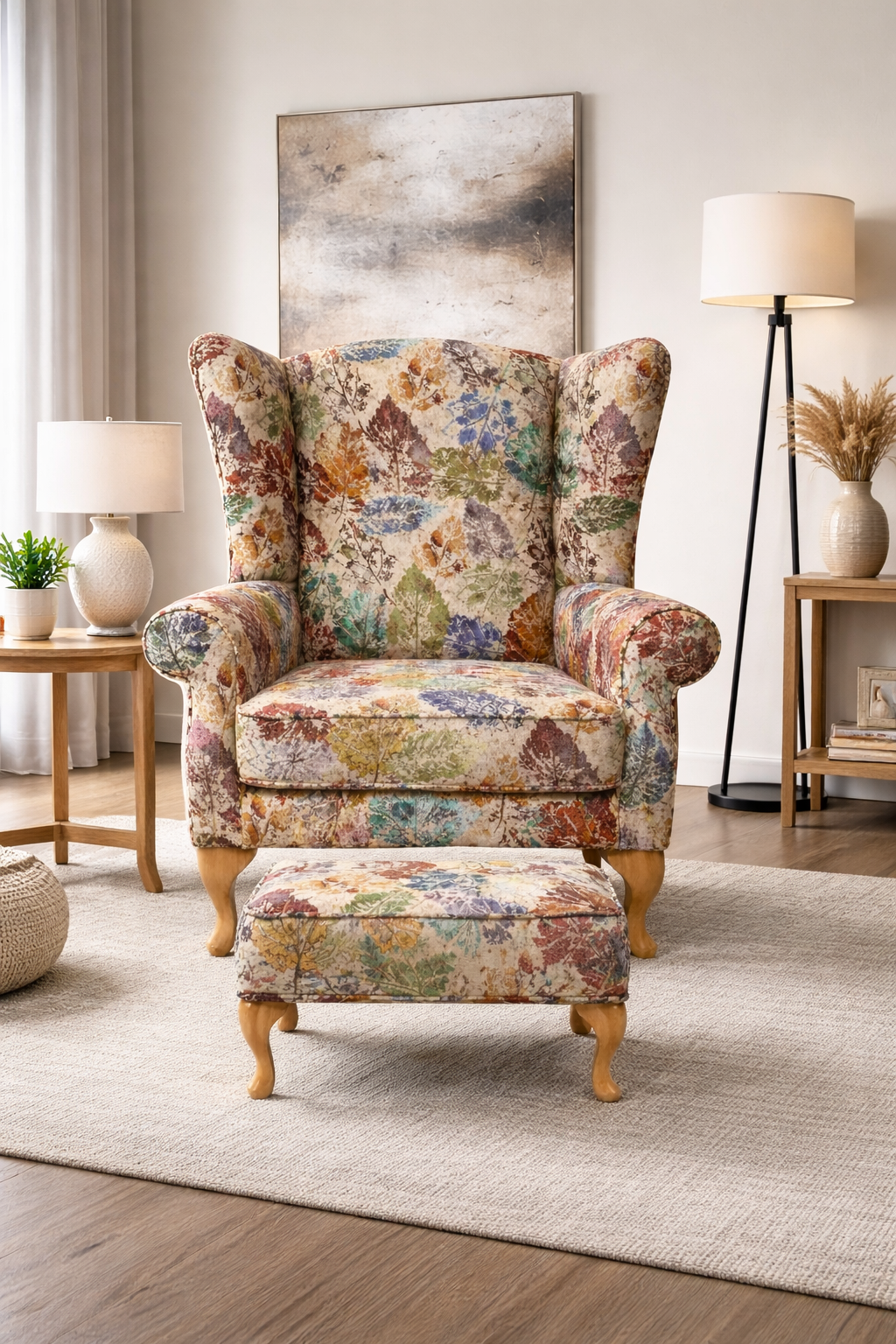 Buckingham Wingback Fireside Chair – Handmade in the UK – Modern Woven Tapestry Fabric – Statement Accent Armchair