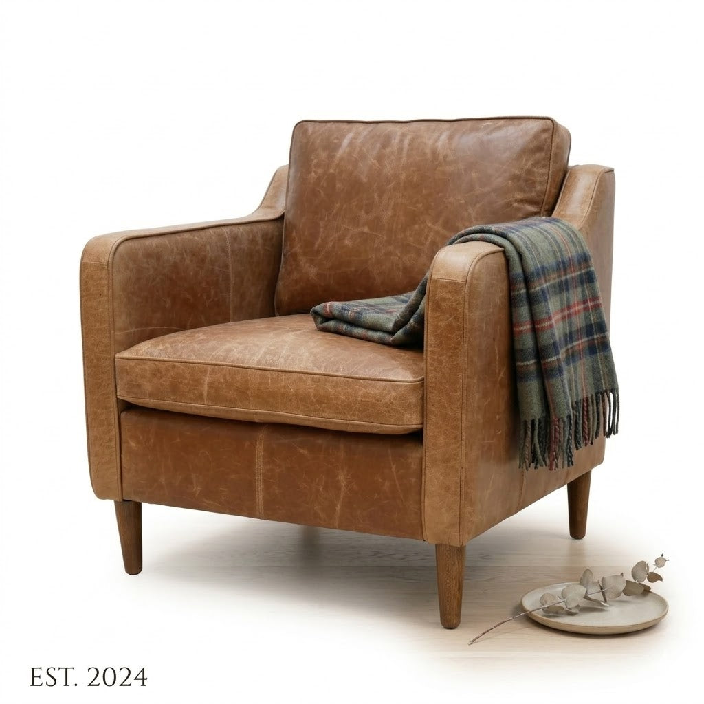 The Oslo Mid Century Style, Italian Distressed Leather Sofa Range