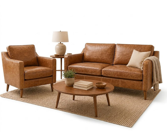 The Oslo Mid Century Style, Italian Distressed Leather Sofa Range