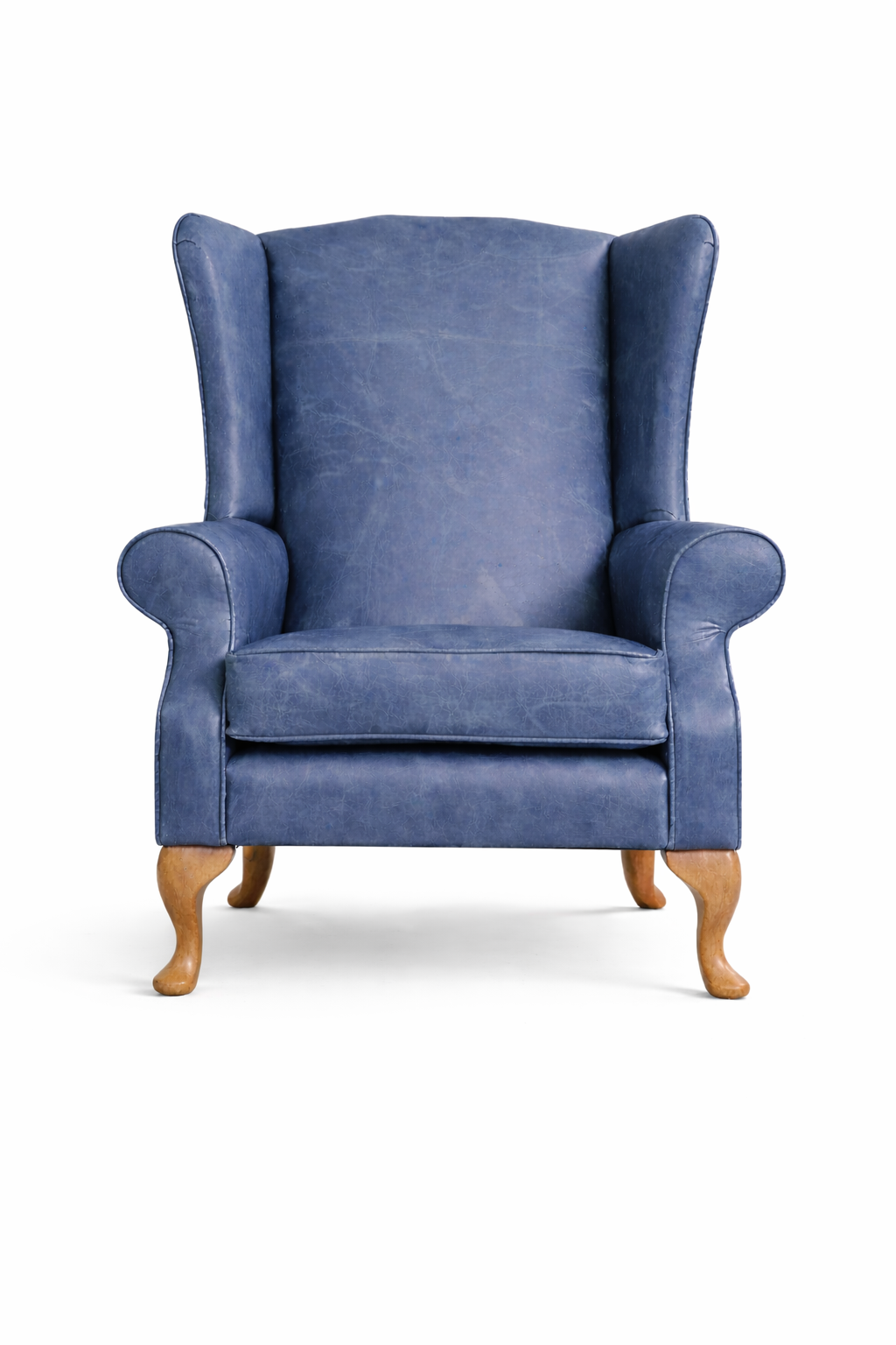Windsor Handmade Fireside Chair – Italian Distressed Leather Armchair - Plain Back - Made in the UK