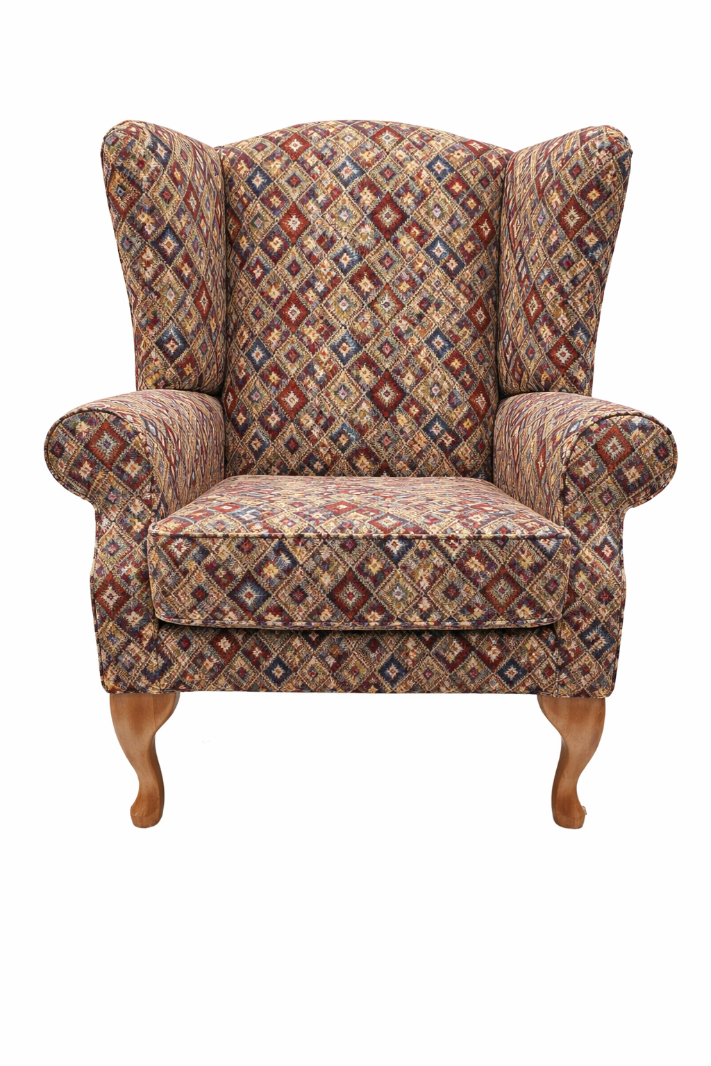 Buckingham Wingback Fireside Chair – Handmade in the UK – Modern Woven Tapestry Fabric – Statement Accent Armchair