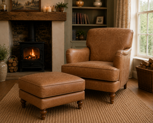 Howie Handmade Leather Armchair,  Vintage Tan, UK Made