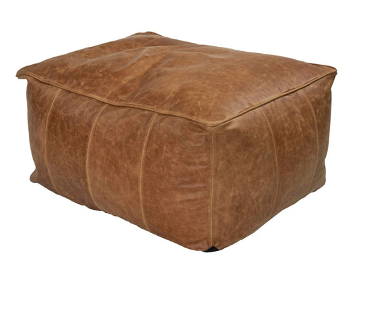 Leather Cube Bean Bag Footstool | Genuine Italian Leather