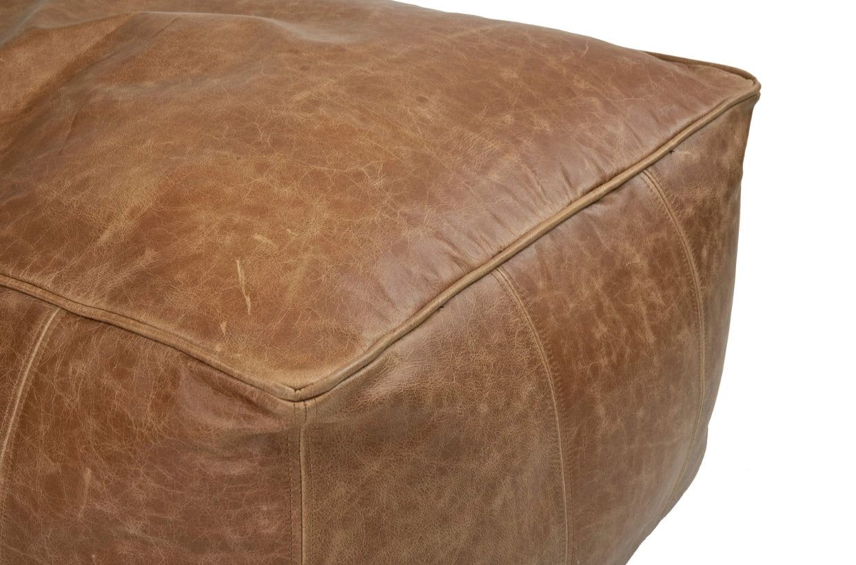 Leather Cube Bean Bag Footstool | Genuine Italian Leather