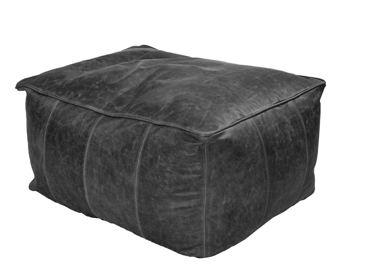 Leather Cube Bean Bag Footstool | Genuine Italian Leather