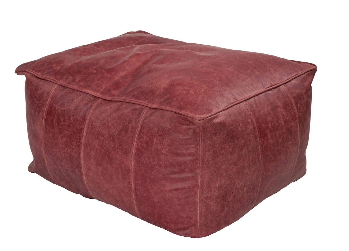 Leather Cube Bean Bag Footstool | Genuine Italian Leather