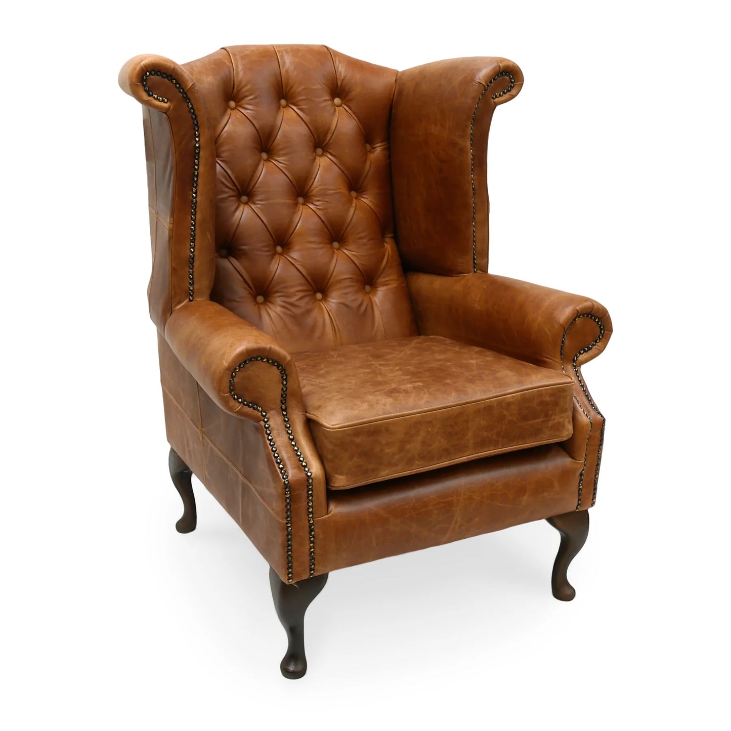 Queen Anne Wingback Chair – Handmade UK Fireside Armchair in Luxury Upholstery