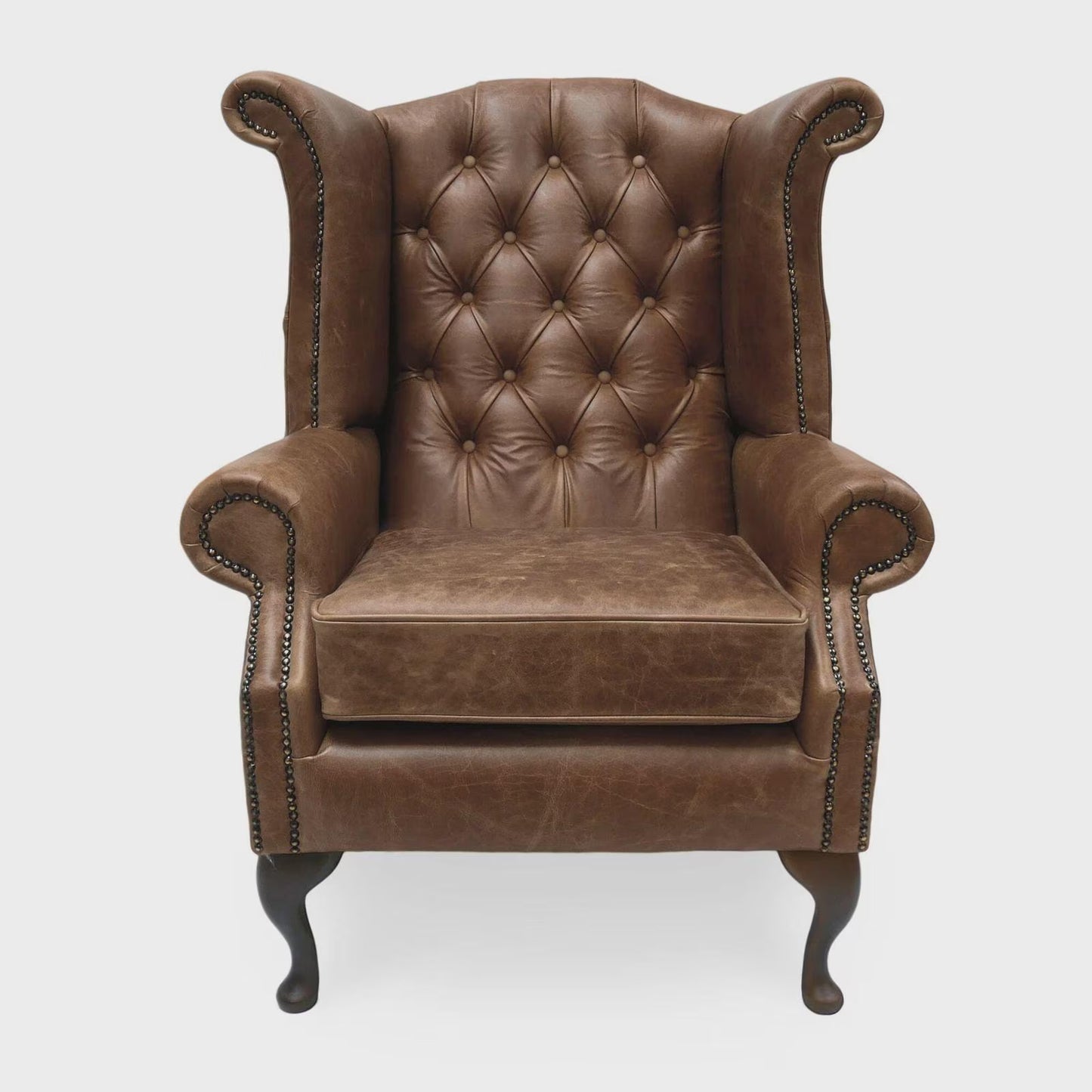 Queen Anne Wingback Chair – Handmade UK Fireside Armchair in Luxury Upholstery