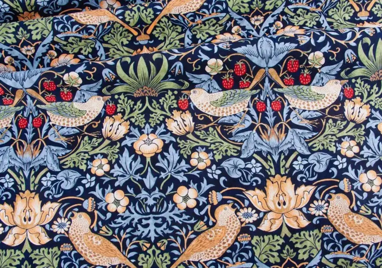 Buckingham Fireside Wingback Chair in William Morris “Strawberry Thief” Fabric – Handmade UK Luxury Armchair