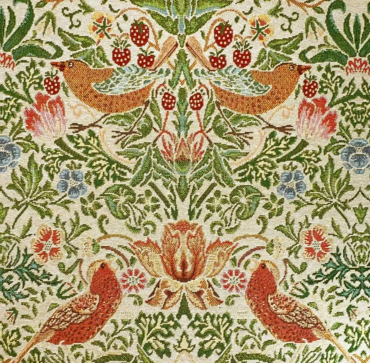 Buckingham Fireside Wingback Chair in William Morris “Strawberry Thief” Fabric – Handmade UK Luxury Armchair