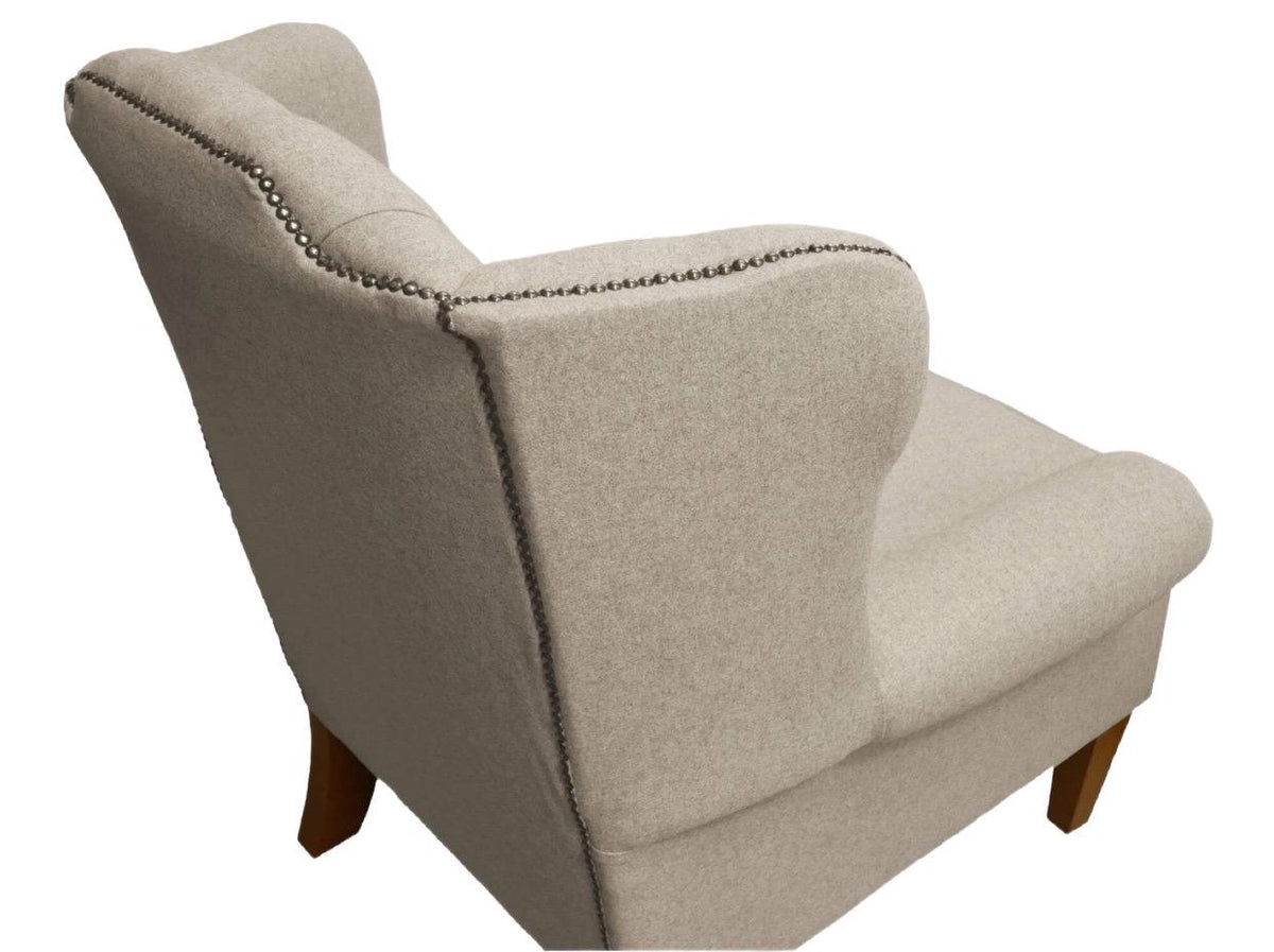 Handmade Wool Wingback Chair, Buckingham Fireside Armchair, Deep Buttoned, UK Made
