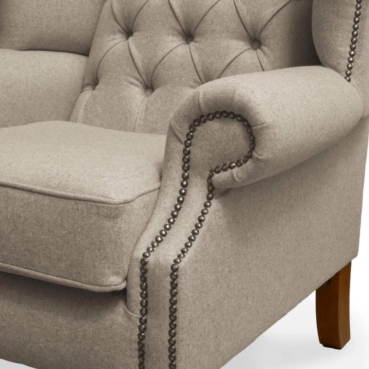 Handmade Wool Wingback Chair, Buckingham Fireside Armchair, Deep Buttoned, UK Made