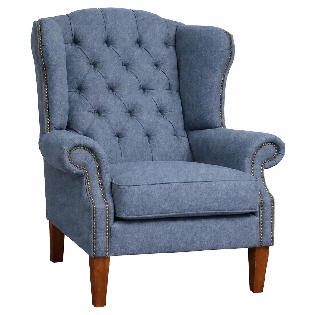 Handmade Wool Wingback Chair, Buckingham Fireside Armchair, Deep Buttoned, UK Made