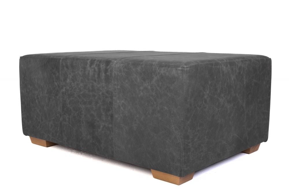 Handmade Vintage Italian Leather Footstool, UK Made Coffee Table Bench Ottoman, Large Living Room Stool