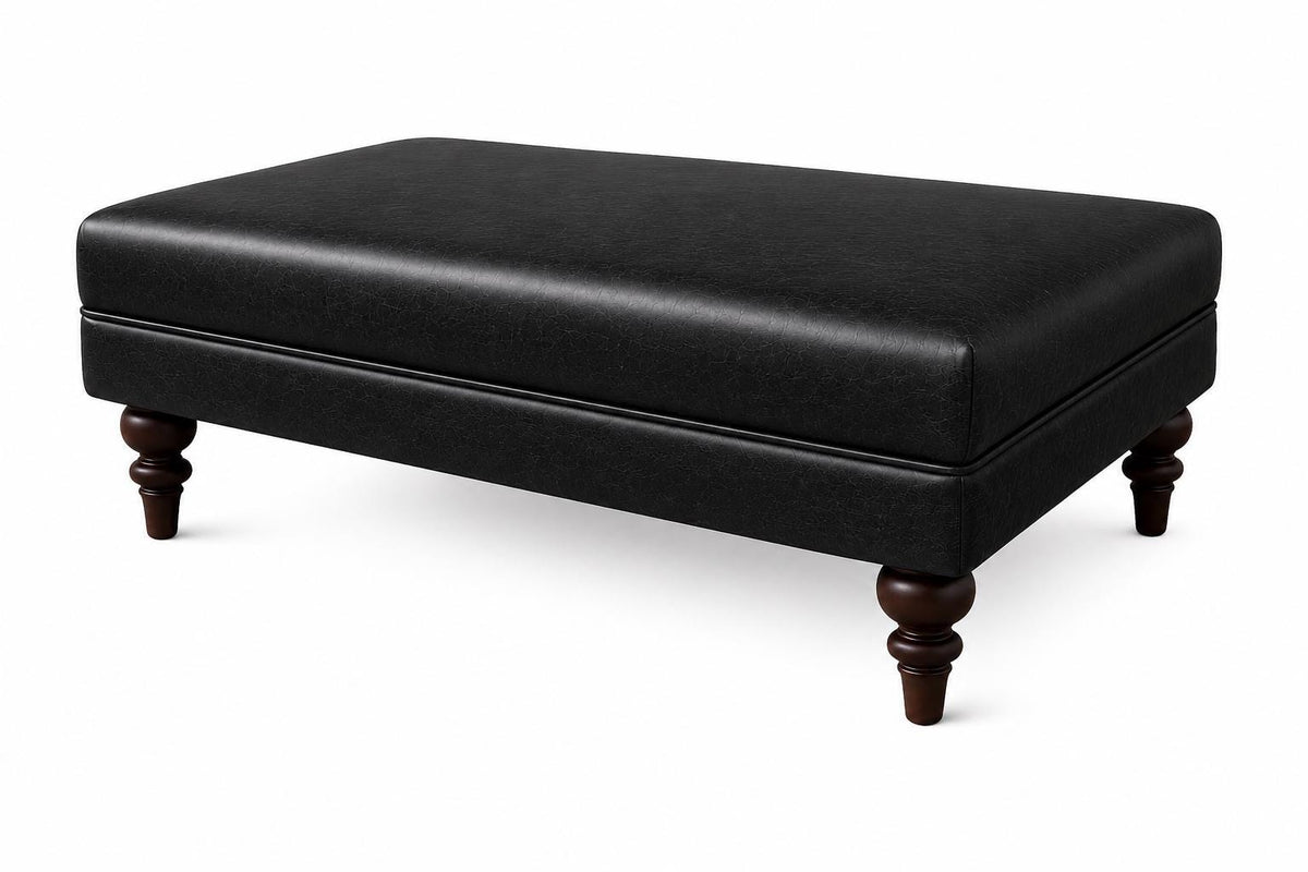 Plain Top Italian Leather Ottoman, Handmade Coffee Table Footstool UK Made