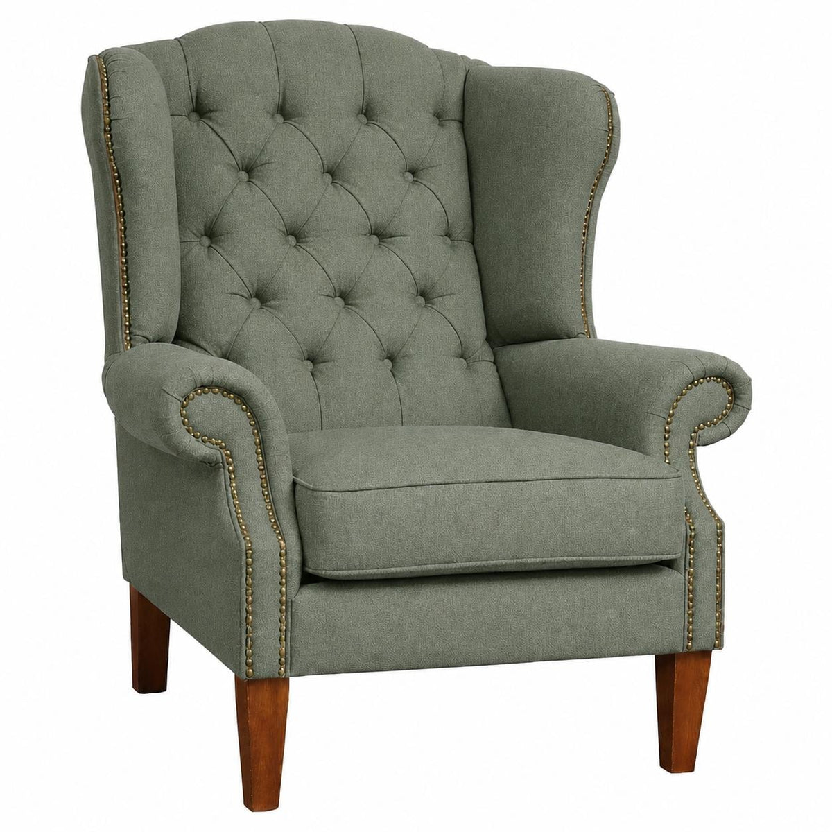 Handmade Wool Wingback Chair, Buckingham Fireside Armchair, Deep Buttoned, UK Made