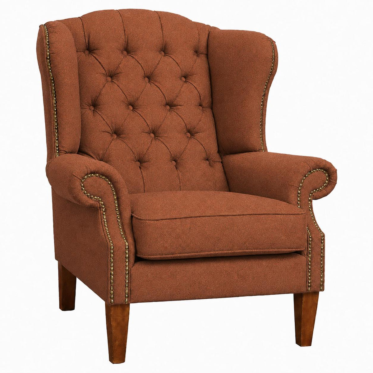 Handmade Wool Wingback Chair, Buckingham Fireside Armchair, Deep Buttoned, UK Made
