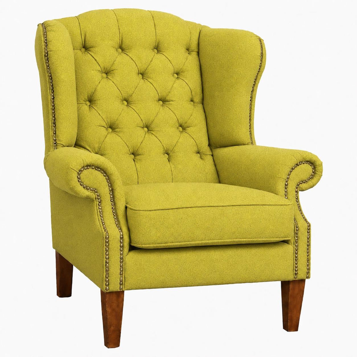 Handmade Wool Wingback Chair, Buckingham Fireside Armchair, Deep Buttoned, UK Made