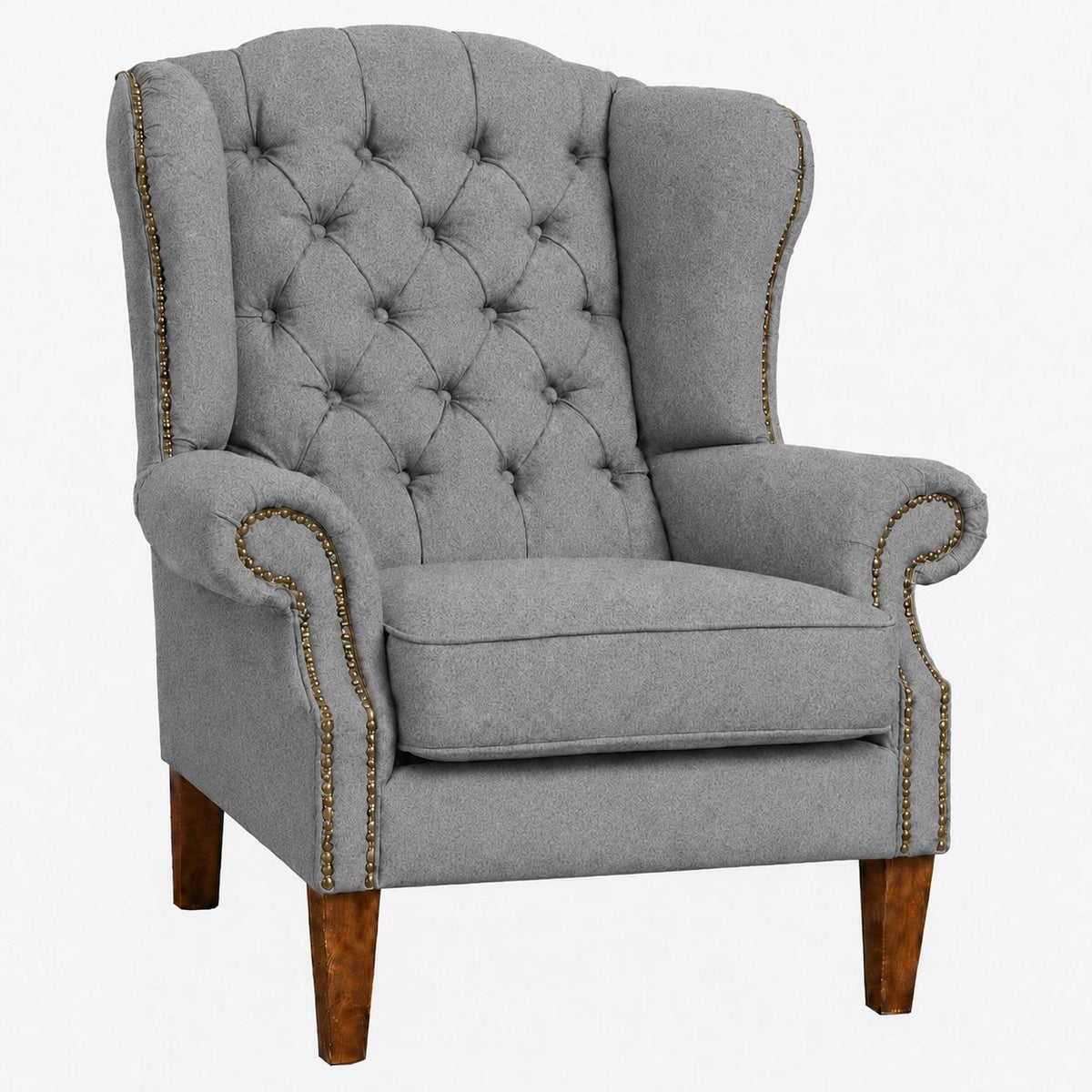 Handmade Wool Wingback Chair, Buckingham Fireside Armchair, Deep Buttoned, UK Made