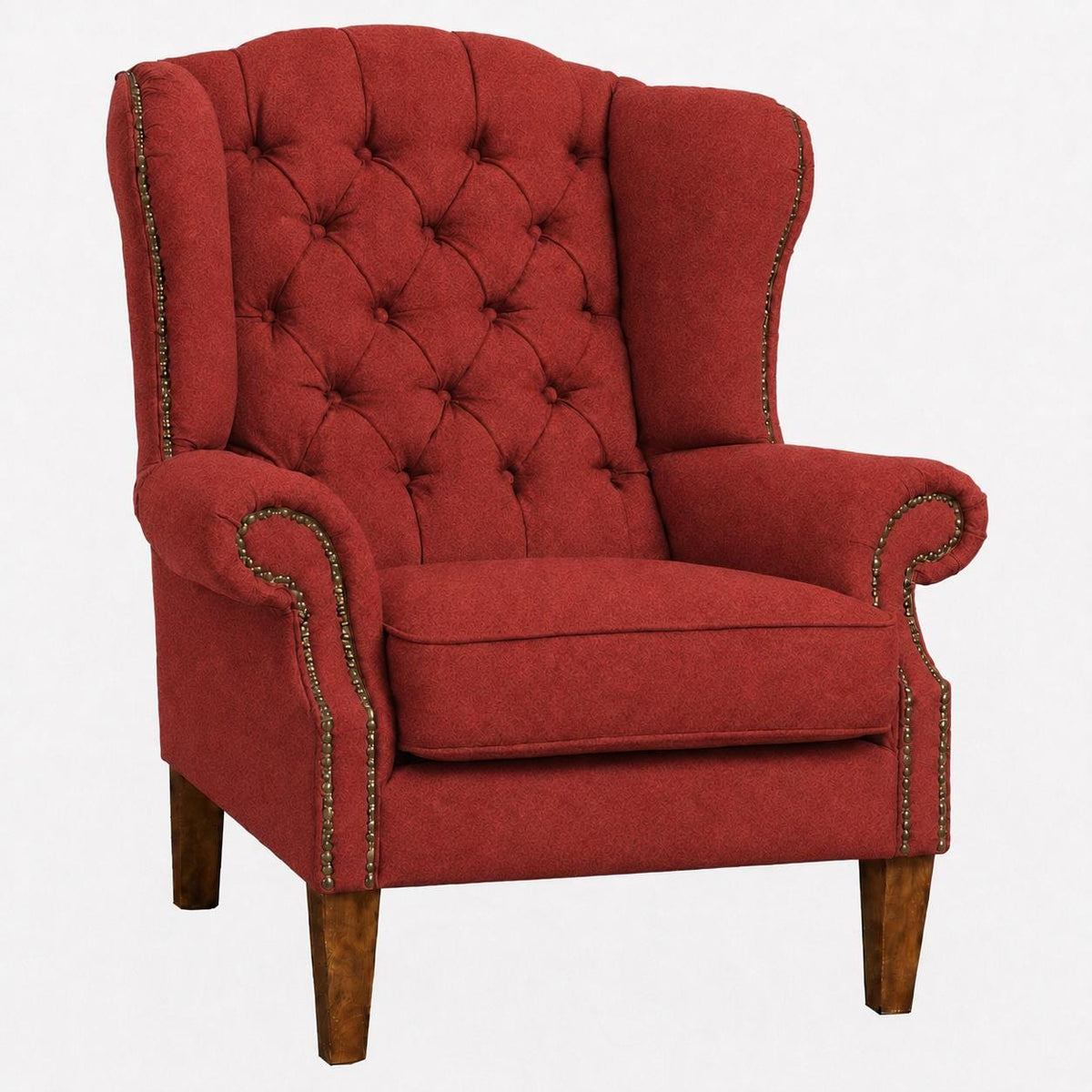 Handmade Wool Wingback Chair, Buckingham Fireside Armchair, Deep Buttoned, UK Made
