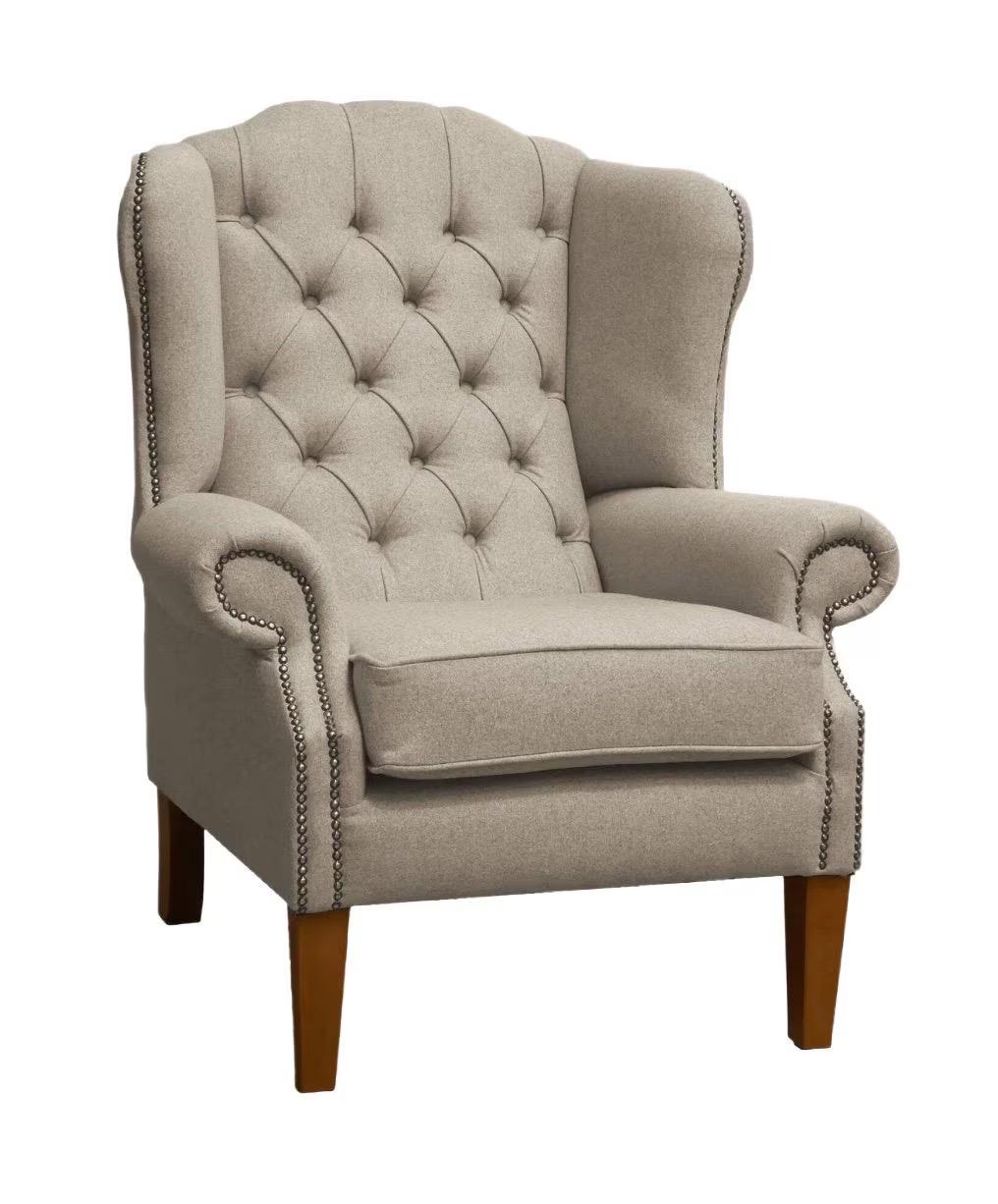 Handmade Wool Wingback Chair, Buckingham Fireside Armchair, Deep Buttoned, UK Made