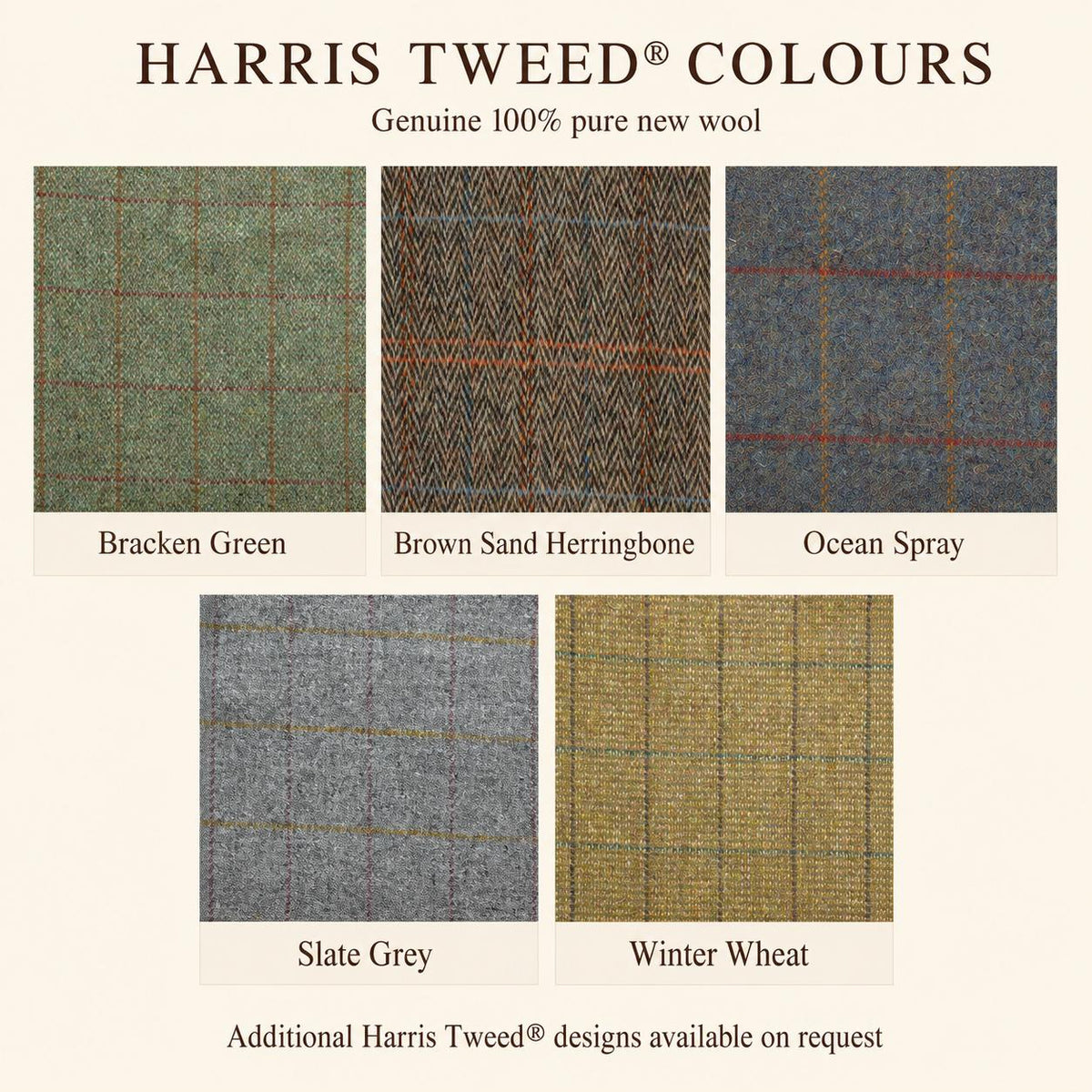 Pair of Handmade Leather & Harris Tweed Queen Anne Wingback Chairs – UK Made