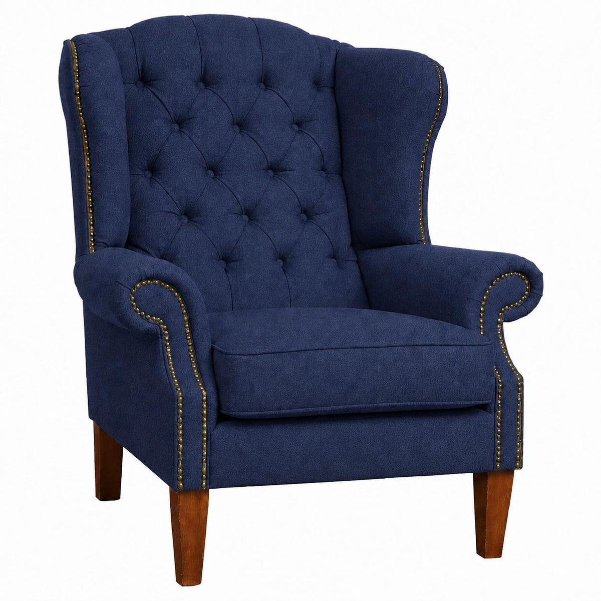 Handmade Wool Wingback Chair, Buckingham Fireside Armchair, Deep Buttoned, UK Made