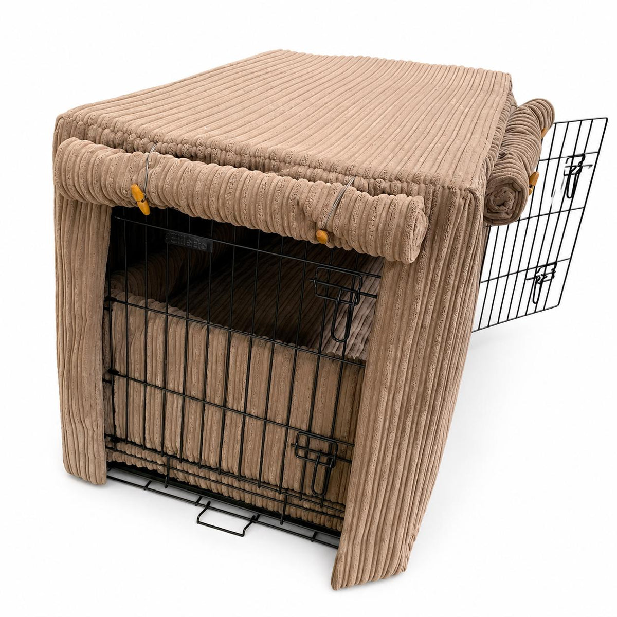 Luxury Corduroy Dog Crate Cover & Cushion Set, Handmade Puppy Crate Bedding, Optional Orthopaedic Bed