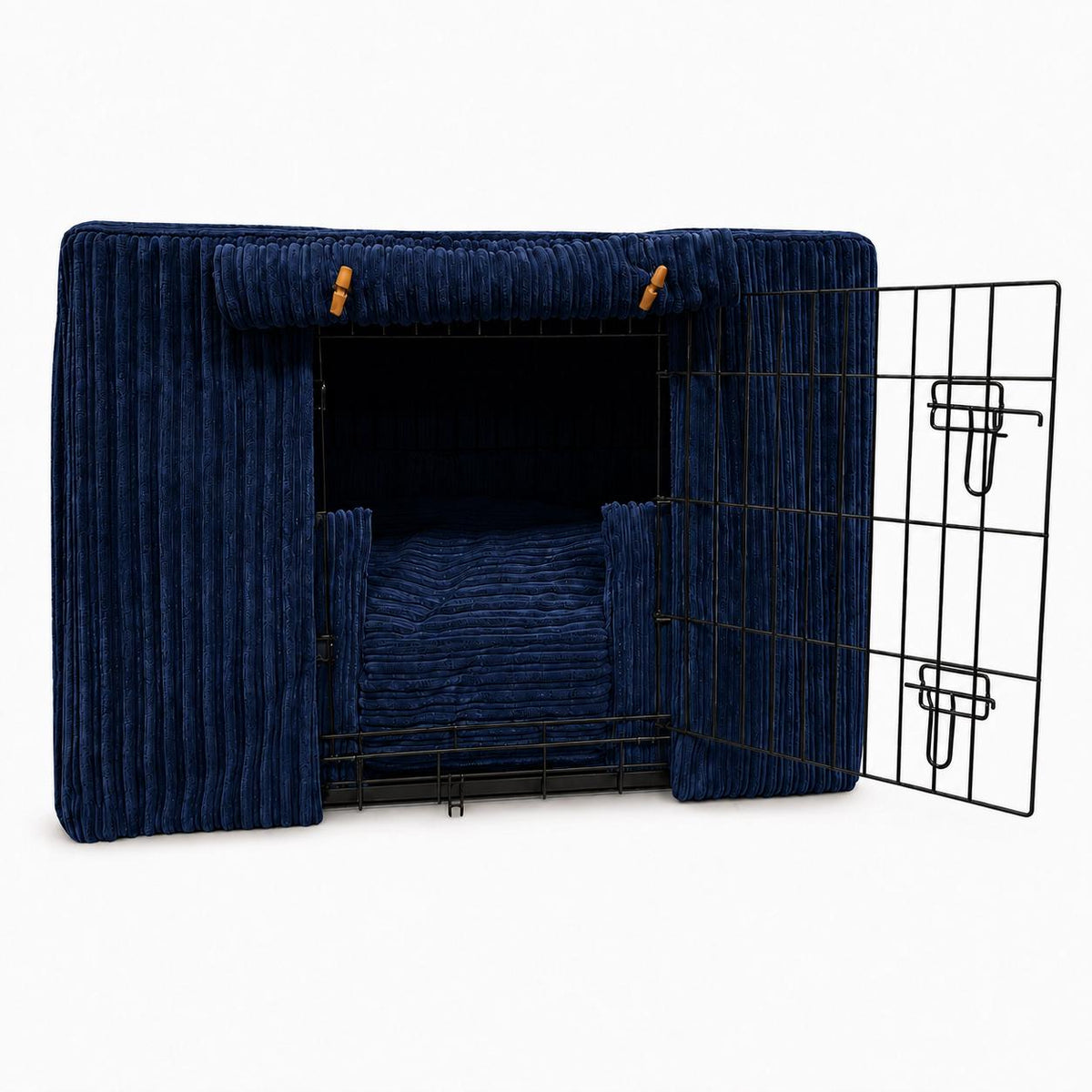 Luxury Corduroy Dog Crate Cover & Cushion Set, Handmade Puppy Crate Bedding, Optional Orthopaedic Bed