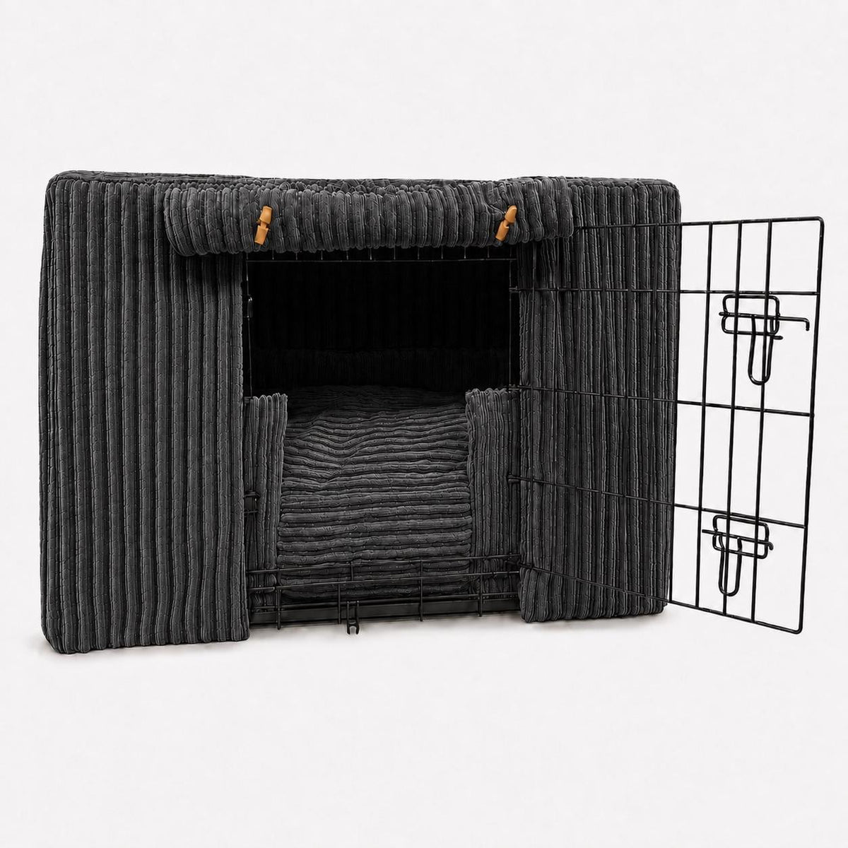 Luxury Corduroy Dog Crate Cover & Cushion Set, Handmade Puppy Crate Bedding, Optional Orthopaedic Bed