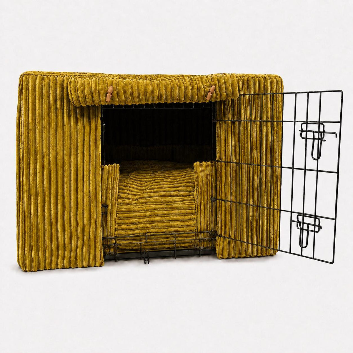 Luxury Corduroy Dog Crate Cover & Cushion Set, Handmade Puppy Crate Bedding, Optional Orthopaedic Bed