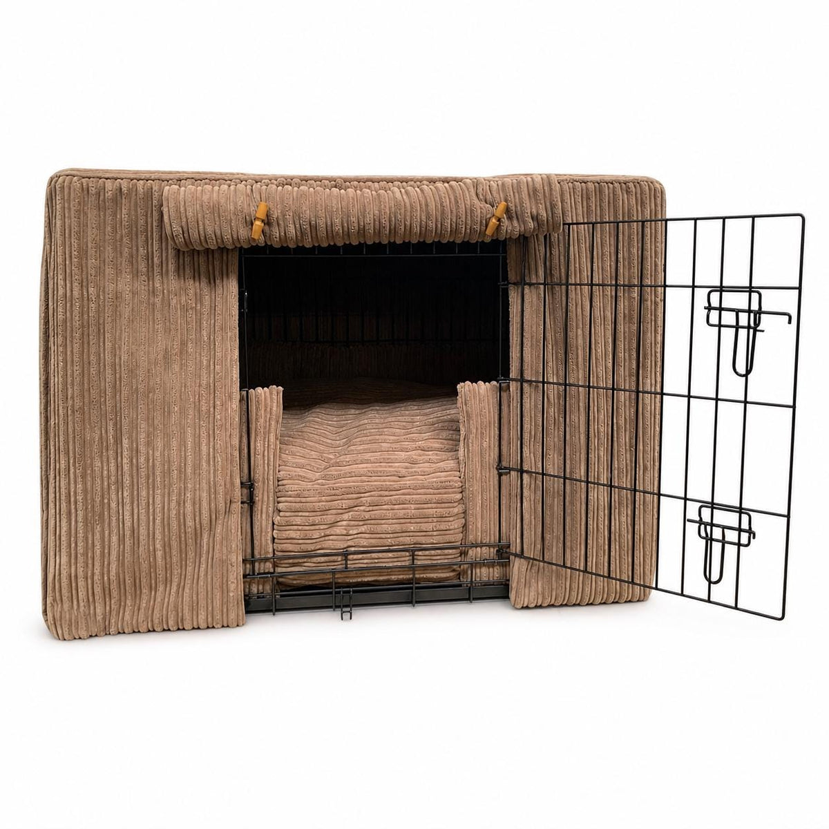 Luxury Corduroy Dog Crate Cover & Cushion Set, Handmade Puppy Crate Bedding, Optional Orthopaedic Bed