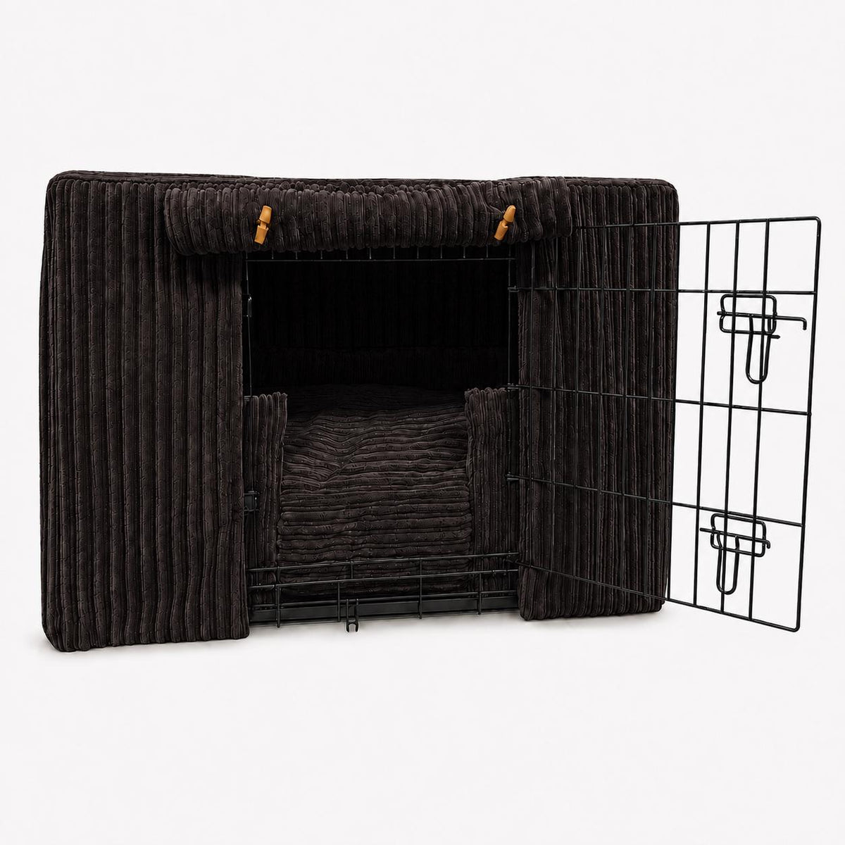 Luxury Corduroy Dog Crate Cover & Cushion Set, Handmade Puppy Crate Bedding, Optional Orthopaedic Bed