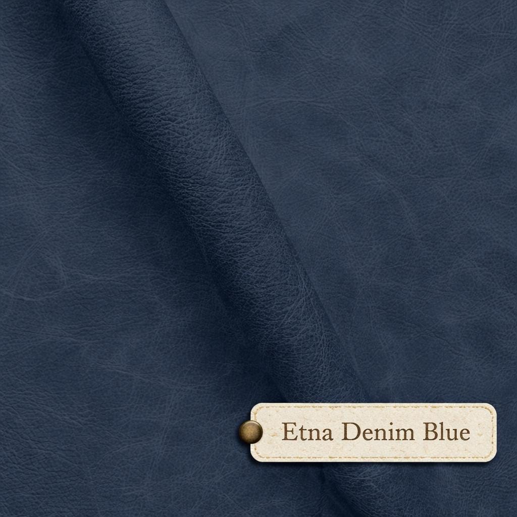 Etna Denim blue Italian leather colour swatch
