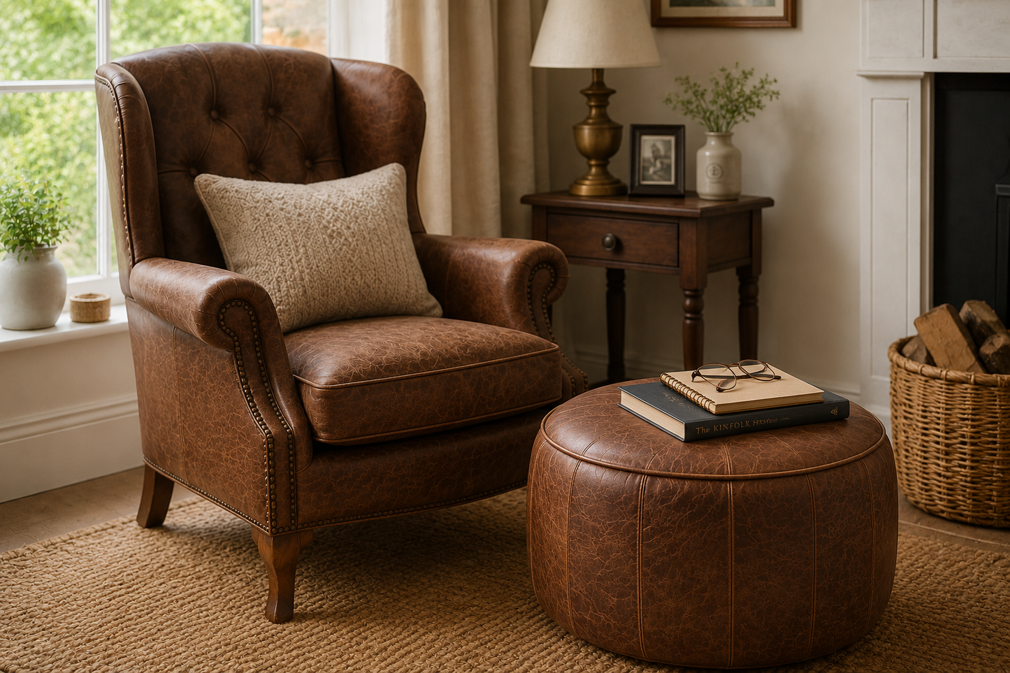 Handmade Leather Bean Bag Footstool | Italian Leather Round Ottoman Pouffe
